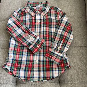 Baby Gap Long Sleeve Plaid Dress Shirt 2T Green Red White